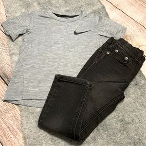 Nike Gray Tee & Wonder Nation Black Skinny Jeans Matching Set